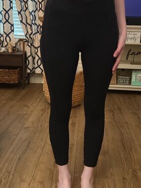 High-Rise Black Women's Ponte Ankle Pants